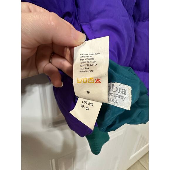 Columbia Reversible Retro 80s 90s Crop Ski Down Puffer Jacket Women M Gorpcore - Picture 11 of 11